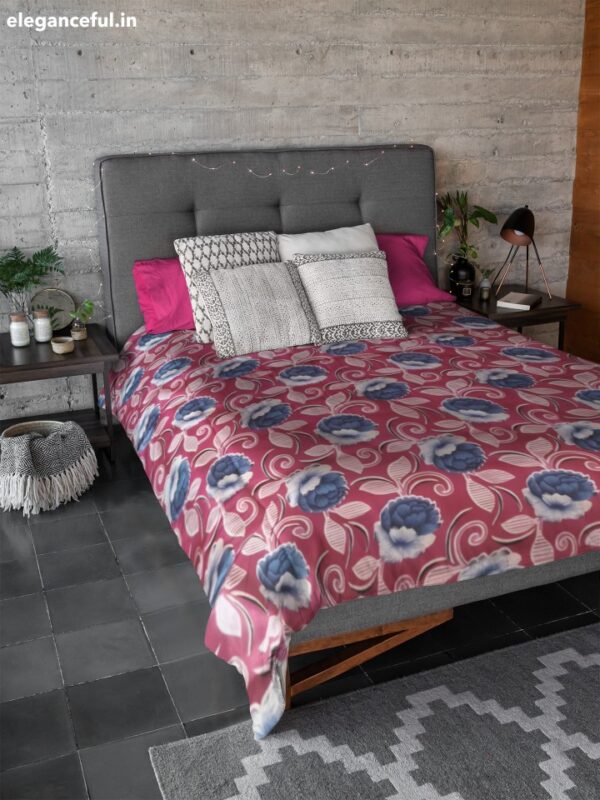 Eleganceful Floral Bedsheet for Single Bed – 100% Pure Cotton Vibrant & Soft Bedding for a Cozy Sleep (Red)